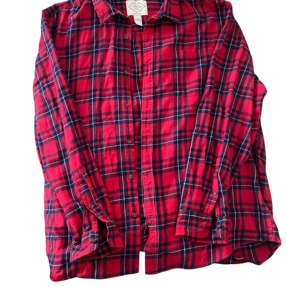 St. John's Bay Red and Blue Plaid Dress Shirt